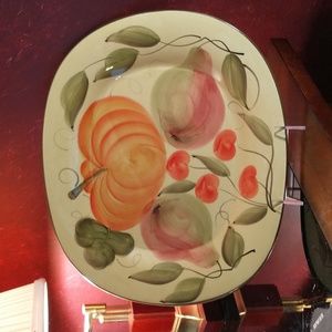Pizzato Italy Hand Made/Painted 14" X14" Pumpkin & Pears Fall Serving Tray